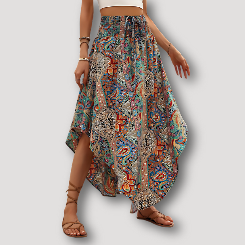 Stromend Paisley Bloemen Asymmetrisch Boho Rok