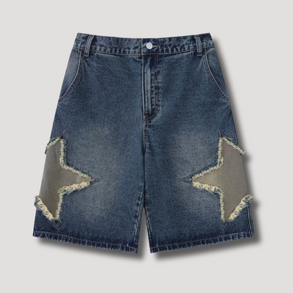 Y2K Star Patchwork Shorts Baggy - Streetwear korte broek voor mannen