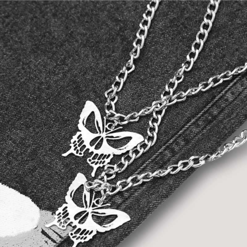 Butterfly Grafisch Zak Bedel Ketting Y2k Jeans