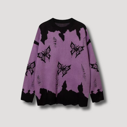 Y2k Butterfly Embroidery Sweater - Streetwear voor mannen en vrouwen