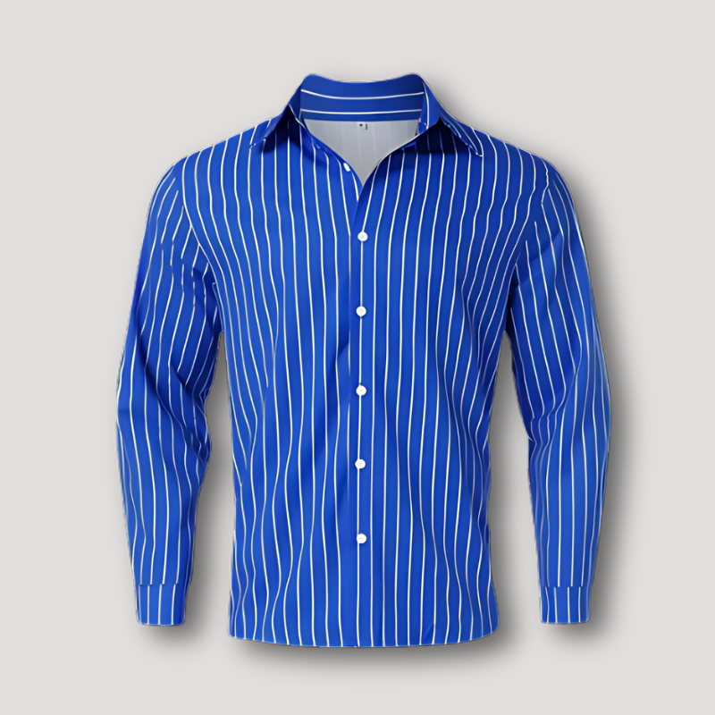 Klassiek Lange Mouwen Verticaal Streep Design Collar Shirt