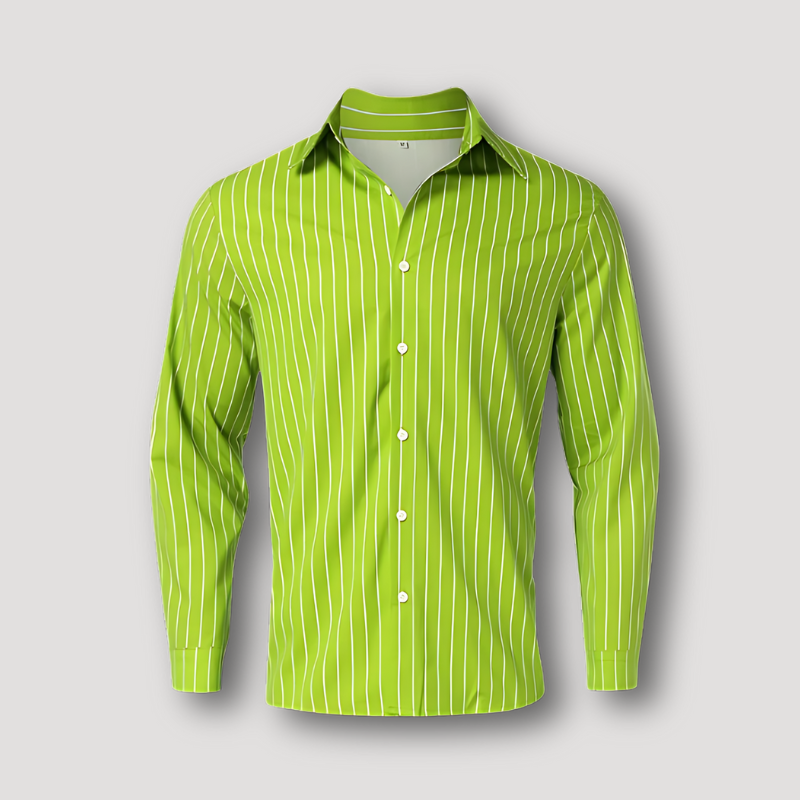 Klassiek Lange Mouwen Verticaal Streep Design Collar Shirt