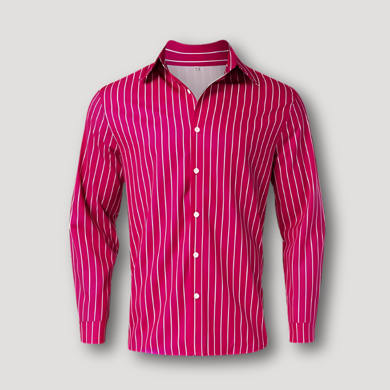 Klassiek Lange Mouwen Verticaal Streep Design Collar Shirt