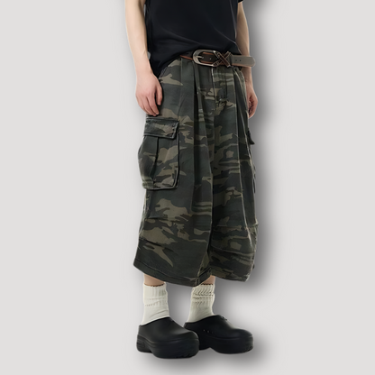 Camouflage Patroon Cargo Wide Leg Baggy Lange Shorts