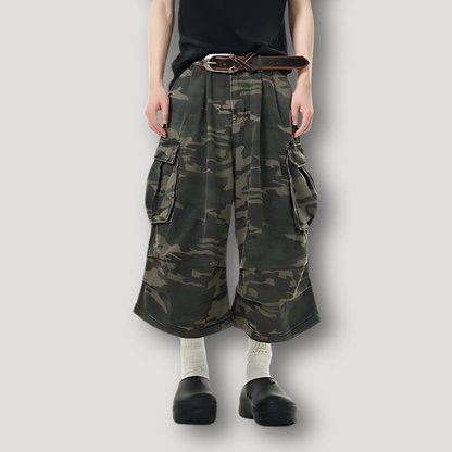 Camouflage Patroon Cargo Wide Leg Baggy Lange Shorts