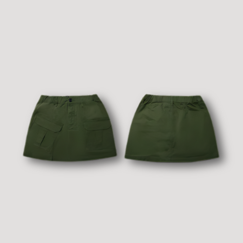 Militair Geïnspireerd Low Rise Tight Fit Cargo Mini Rok