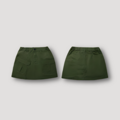 Militair Geïnspireerd Low Rise Tight Fit Cargo Mini Rok