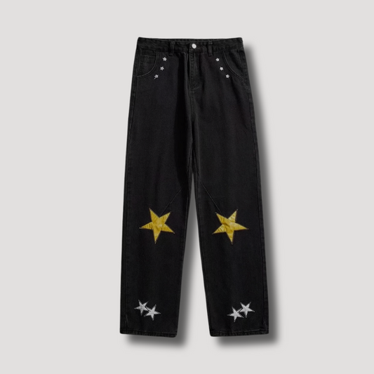 Y2K Star Patchwork Baggy Jeans - Streetwear voor mannen en vrouwen