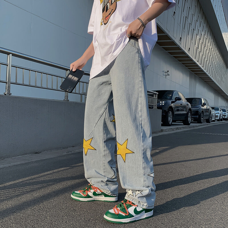 Y2K Star Patchwork Baggy Jeans - Streetwear voor mannen en vrouwen