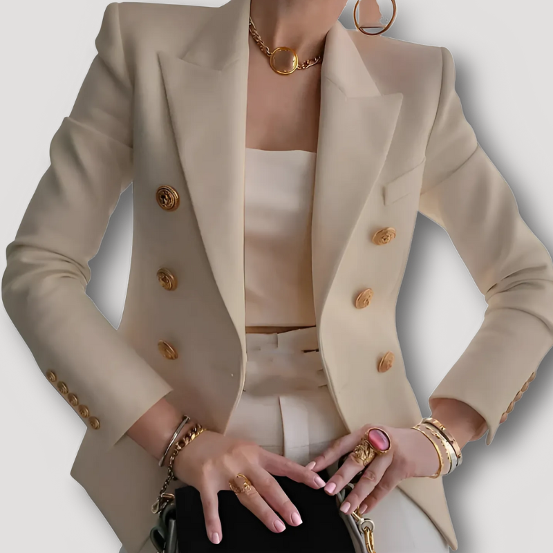 Elegante gouden knopen Double-Breasted Blazer Dames