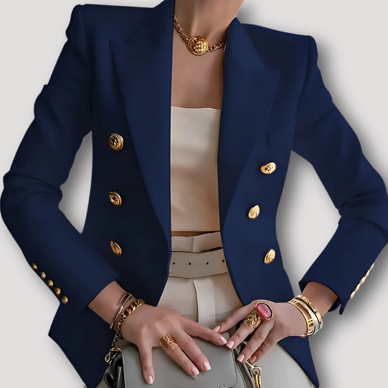 Elegante gouden knopen Double-Breasted Blazer Dames