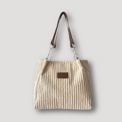 Leer Ketting Ribfluweel Stof Tote Bag