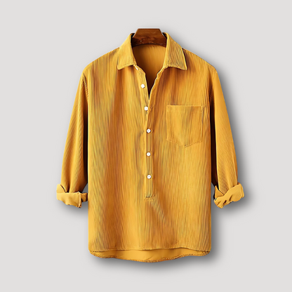 Corduroy Lange Mouw Button Down Collar Shirt Mannen