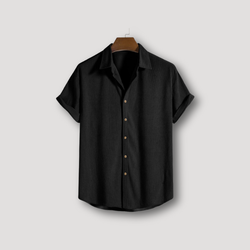 Corduroy Kraag Button Up Zomer Korte Mouw Shirt