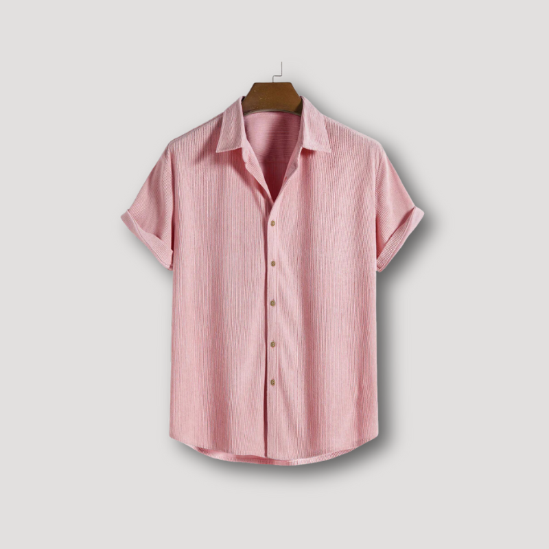 Corduroy Kraag Button Up Zomer Korte Mouw Shirt