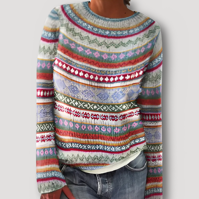 Kleurrijke Gestreepte Trui Sweater Dames