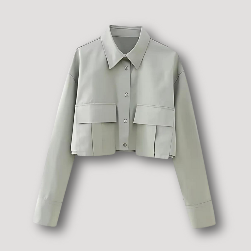 Klassiek Cropped Lange Mouw Oversize Button Down Collar Shirt