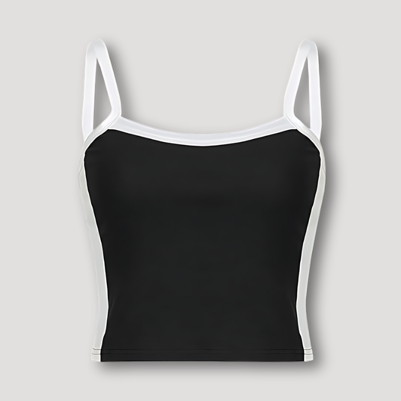 Fitted Sportief Kontrast Trim Cropped Cut Tank Top