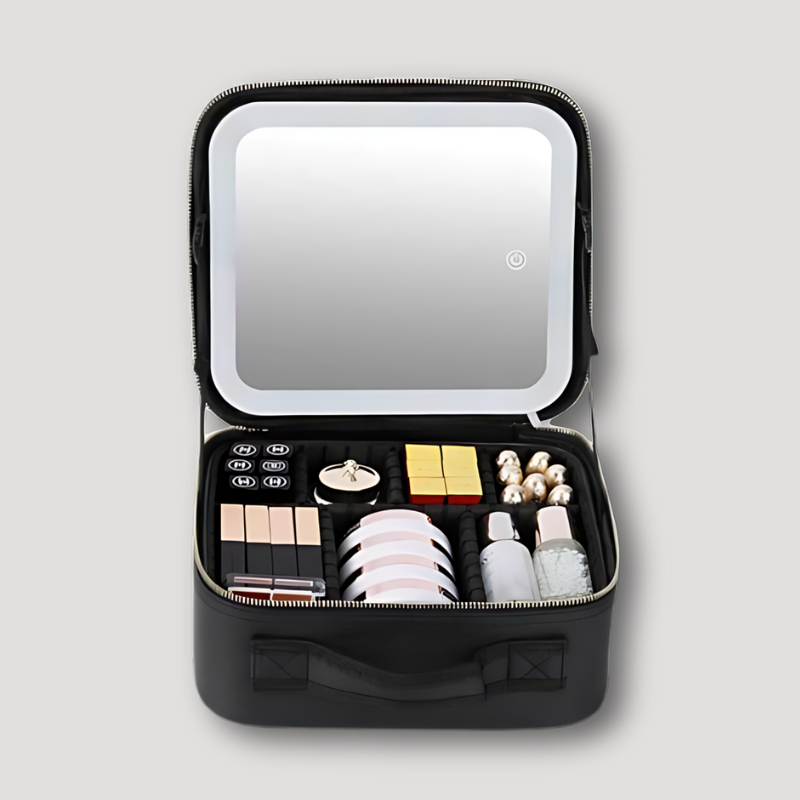 Rechthoekige Reis cosmetica Tas Built-in LED Light Mirror