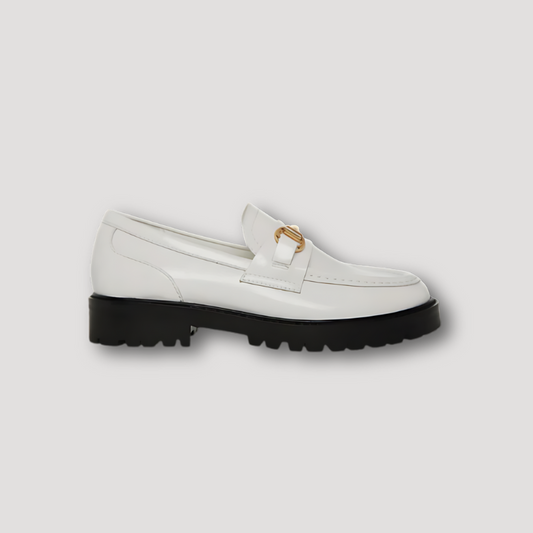 Wit Platform Chunky Leer Loafers Women