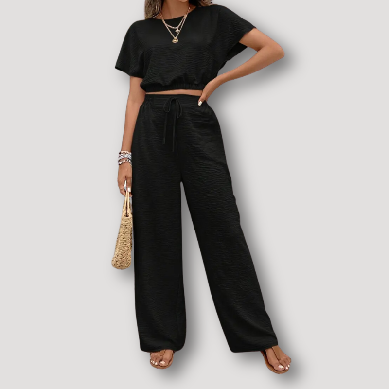 Crop Top Wide Leg Broek Summer Set Outfit Dames