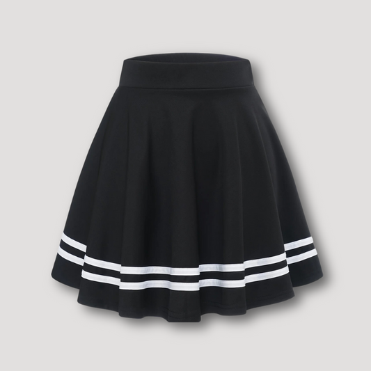 Sportief Monochroom Horizontal Streep Mini Skater Rok