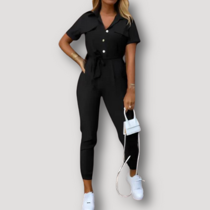 Mouw Collar Stropdasriem Overall Jumpsuit