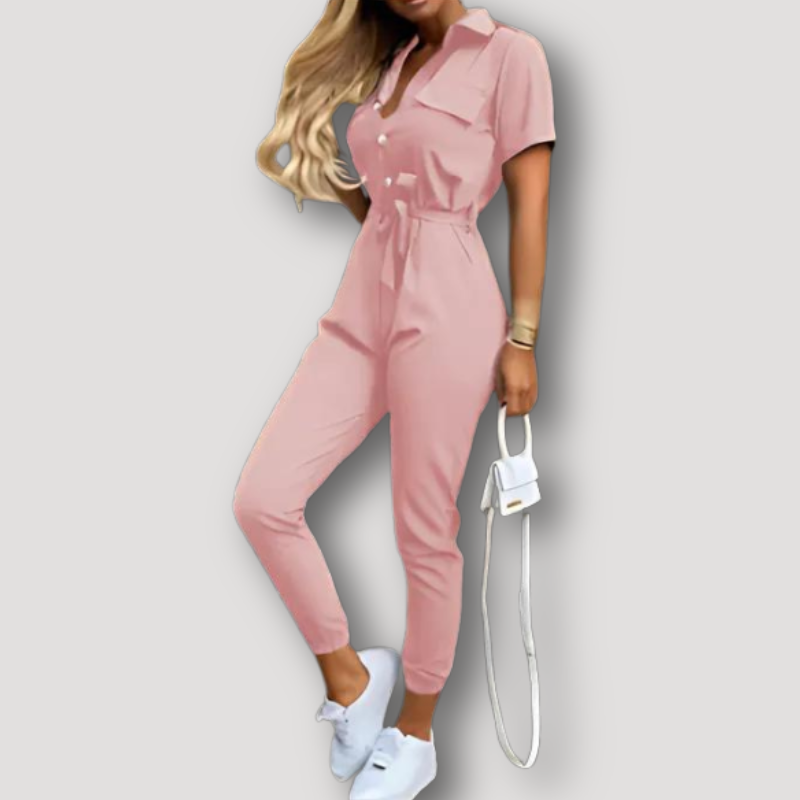 Mouw Collar Stropdasriem Overall Jumpsuit