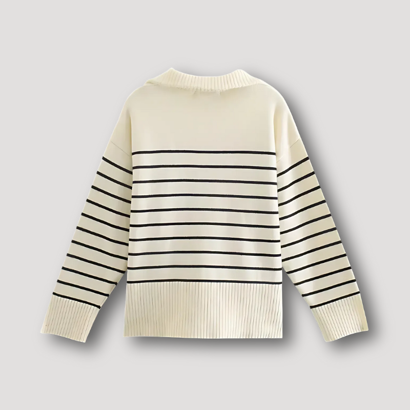 Horizontale Strepen Geïnspireerd Nautisch Quarter Zip Sweater