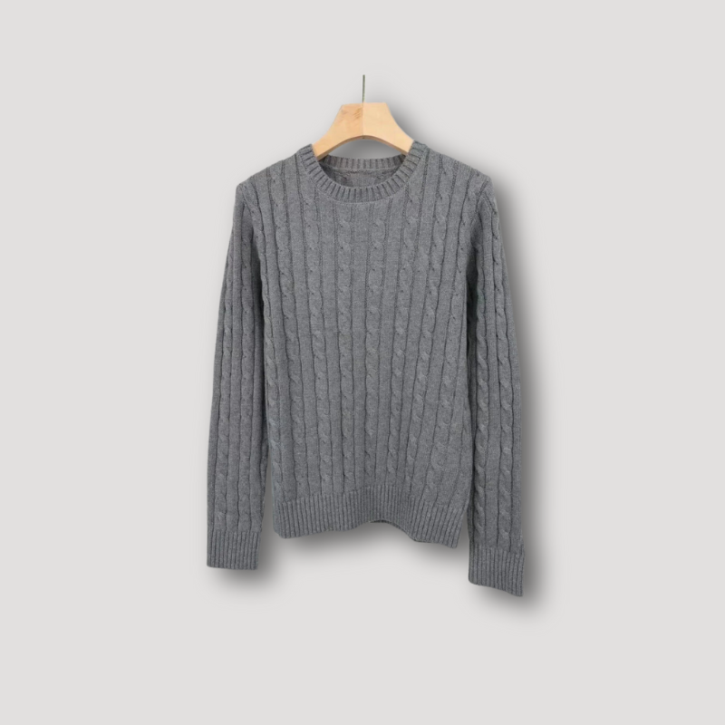 Ribpatroon Gebreide Kasjmier Sweater Crewneck Dames