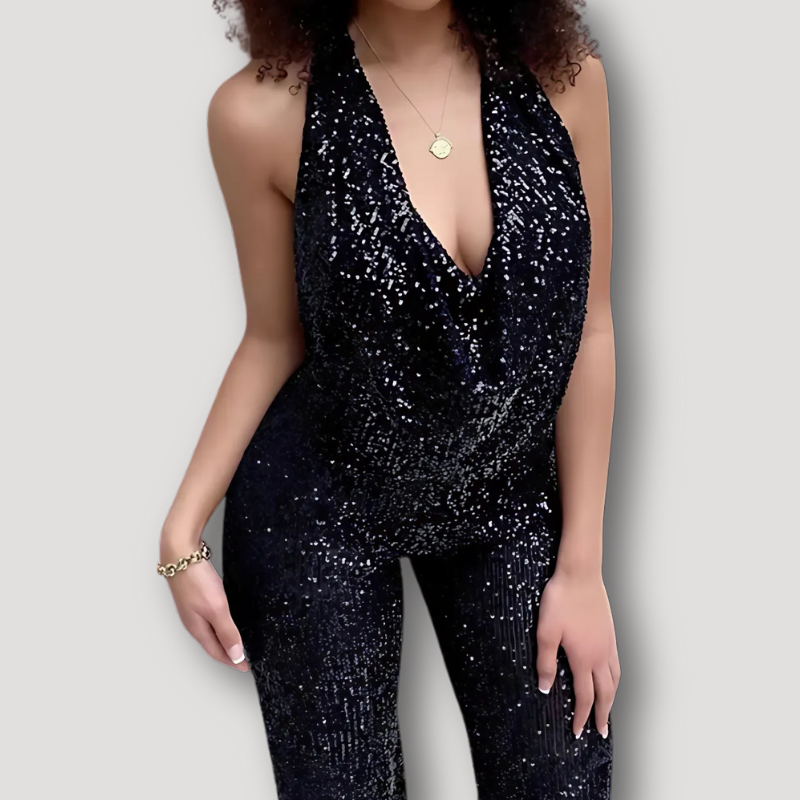 Diepe V-hals Pailletten Dameskleding Jumpsuit