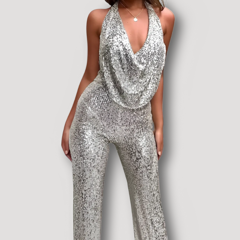 Diepe V-hals Pailletten Dameskleding Jumpsuit