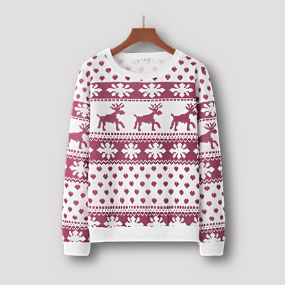 Cartoon Hertenprint Kerstmis Ronde Hals Sweater