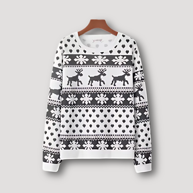 Cartoon Hertenprint Kerstmis Ronde Hals Sweater