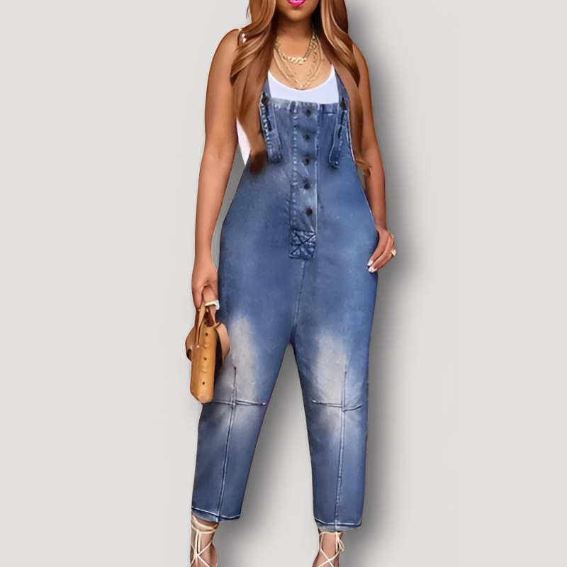 Vintage Washed Vervaagd Overall Denim Jumpsuit