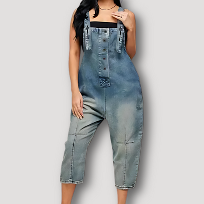 Vintage Washed Vervaagd Overall Denim Jumpsuit