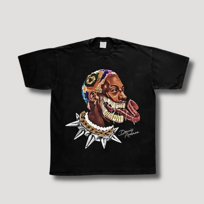 Dennis Rodman Portret Afdrukken Streetwear T-shirt