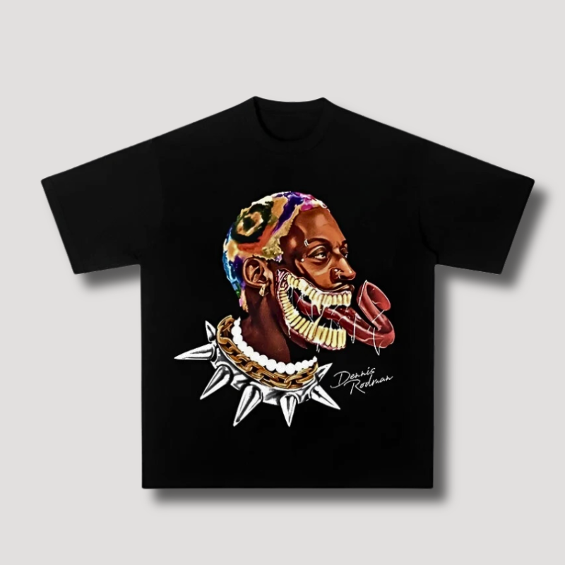 Dennis Rodman Portret Afdrukken Streetwear T-shirt