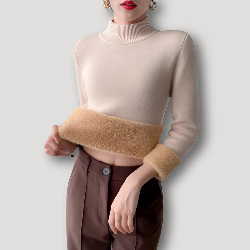 Gebreid Furry Pluche Turtleneck Form-Fitting Sweater Dames