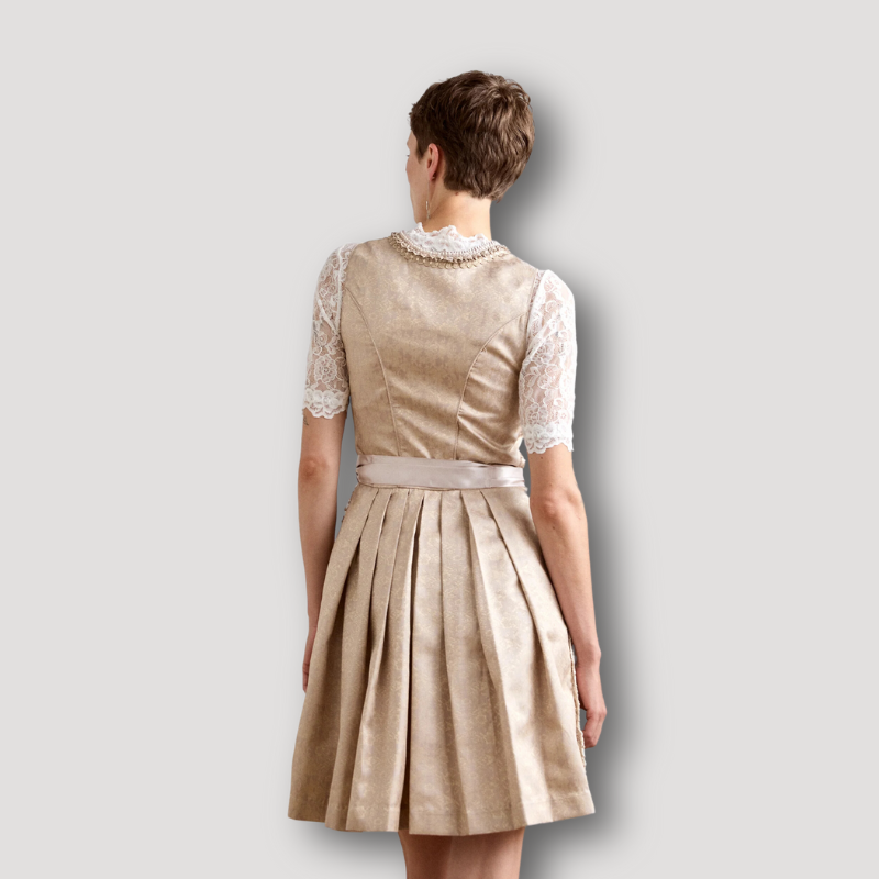 Traditioneel Beige en Crème Korset Kant Dirndl Jurk