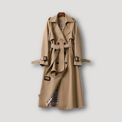 Geruite Voering Riem Taille Trench Coat Dames