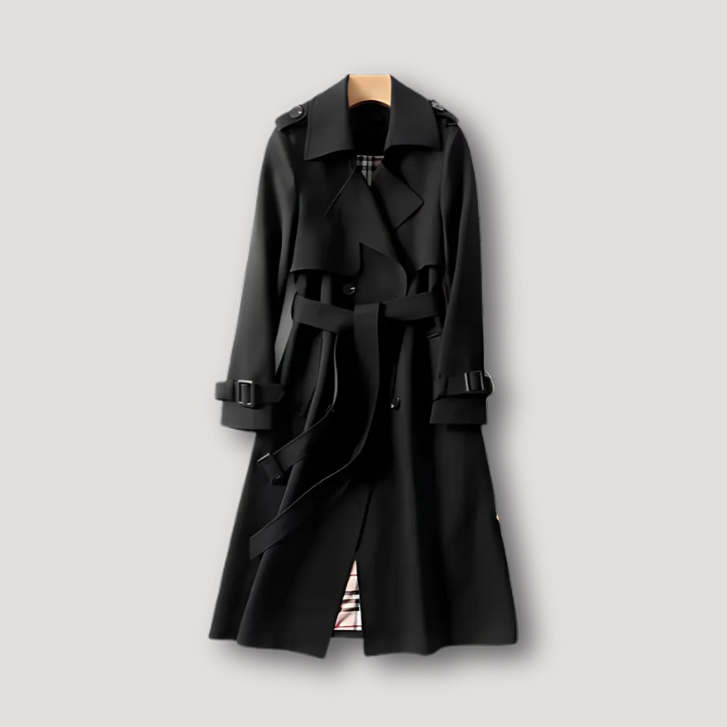 Geruite Voering Riem Taille Trench Coat Dames