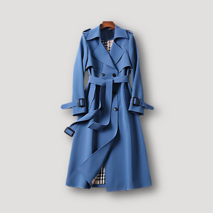 Geruite Voering Riem Taille Trench Coat Dames