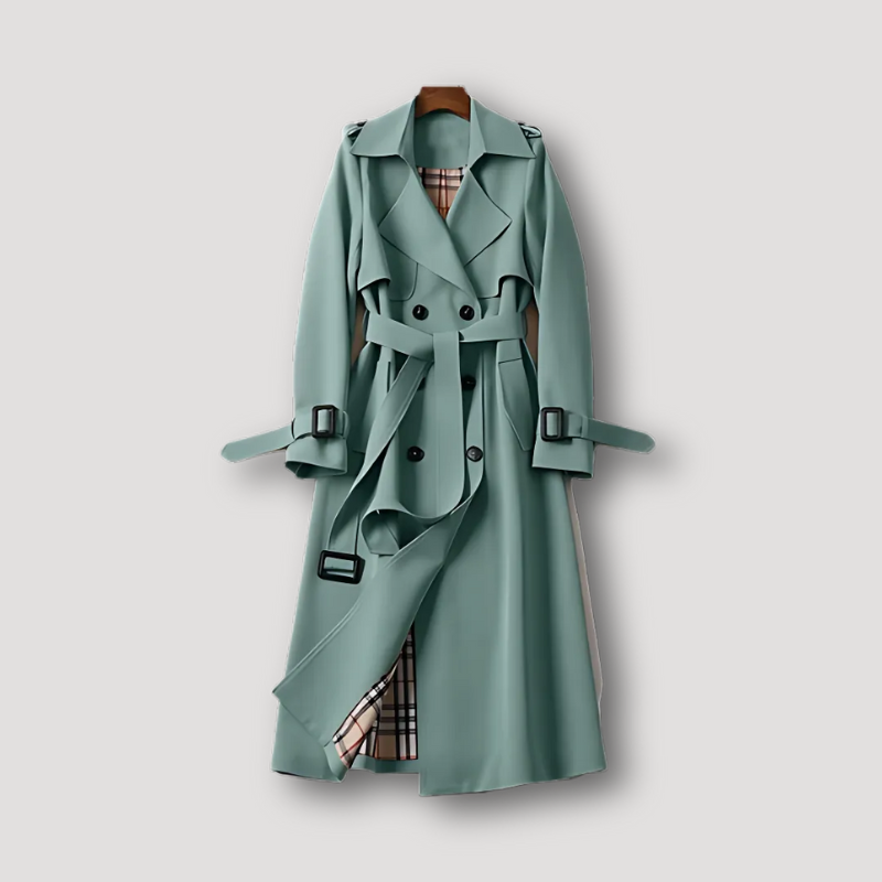 Geruite Voering Riem Taille Trench Coat Dames