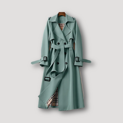 Geruite Voering Riem Taille Trench Coat Dames