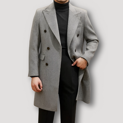 Klassiek Dubbel Breasted Wool Overcoat Mannen