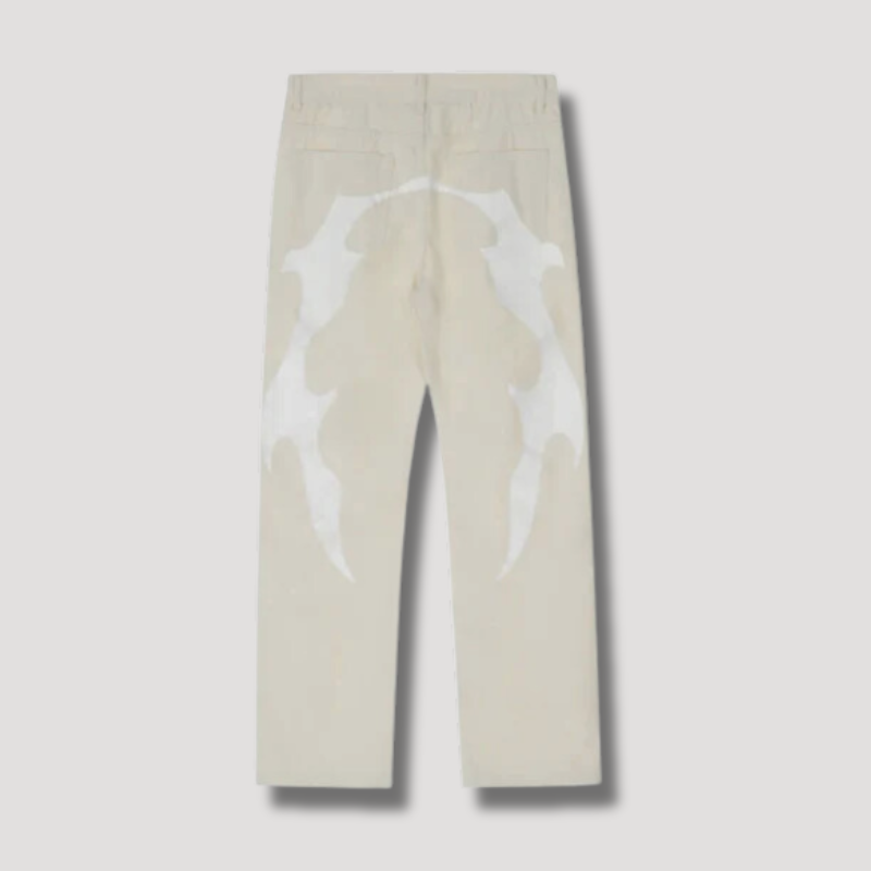 Witte Tribal Losjes Passen Streetwear Denim Jeans