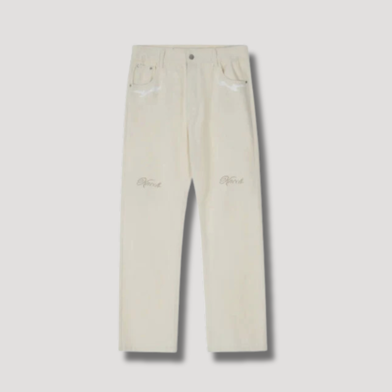 Witte Tribal Losjes Passen Streetwear Denim Jeans