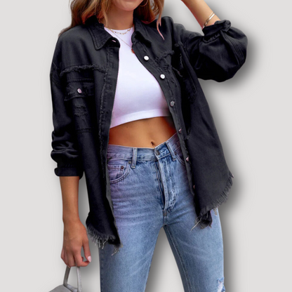 Verscheurd Vervaagd Oversized Distressed Denim Jas Dames