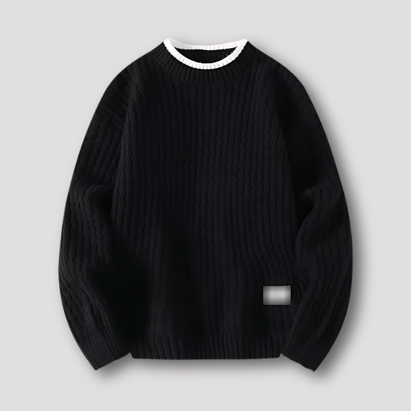 Wavy Textuur Patroon Ribbed Knitted Sweater